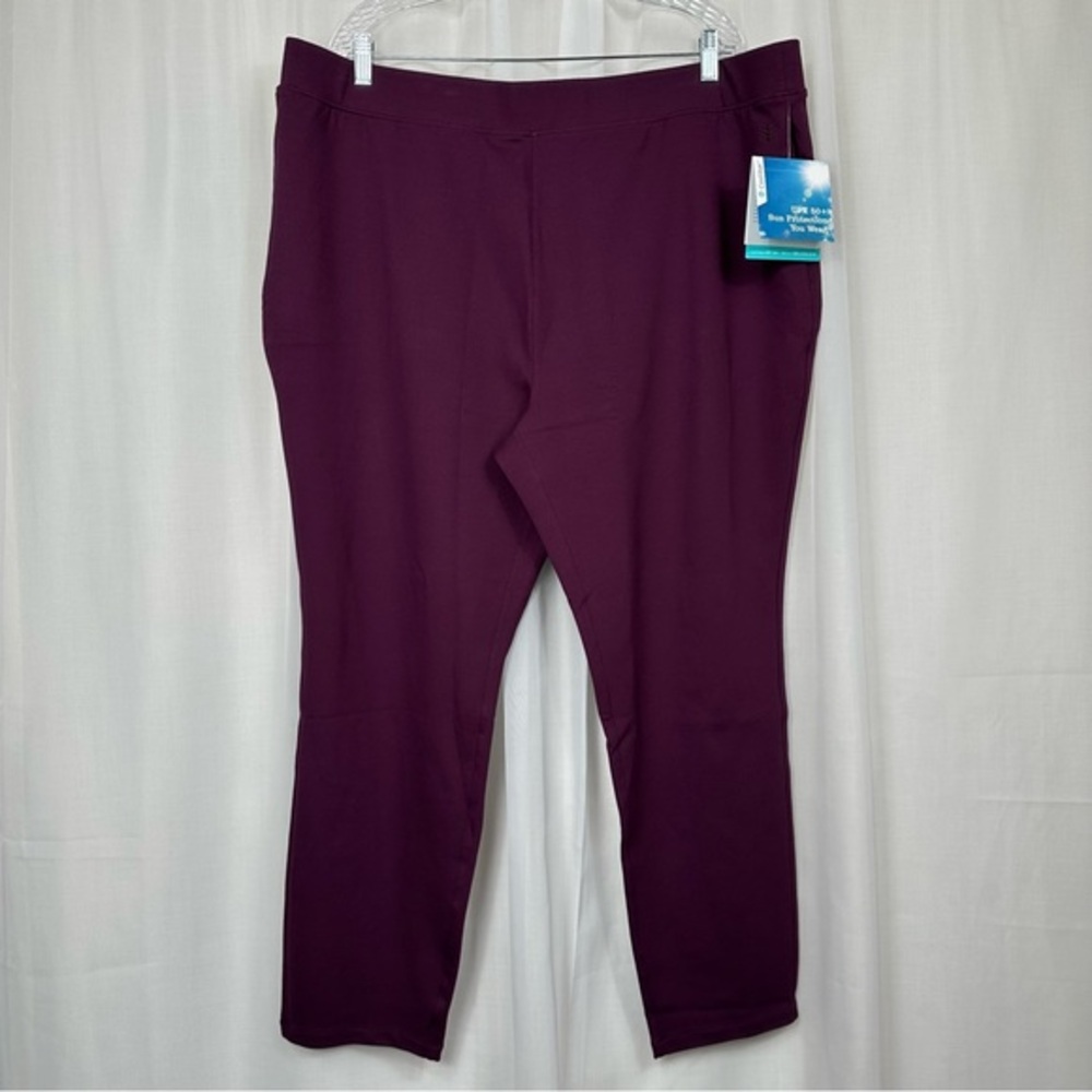 Coolibar Womens UPF 50 Sun Protection Cove Ponte Pants 2X Pull On Pockets Purple